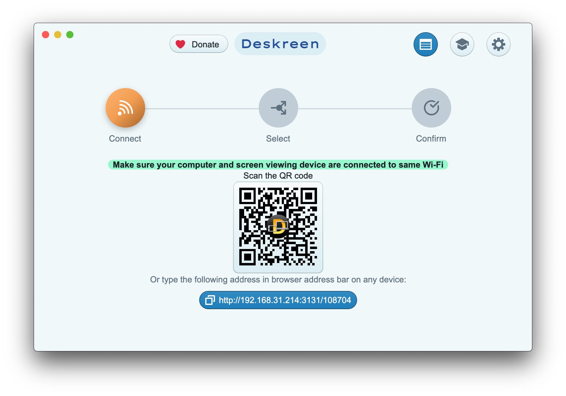 Step 1: QR Code connection
